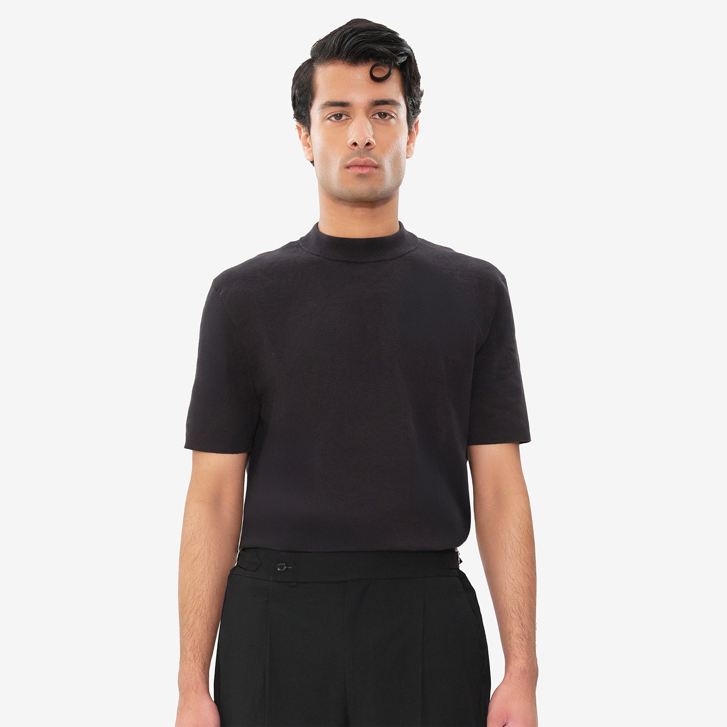 Cotton Knit Mockneck T-shirt
