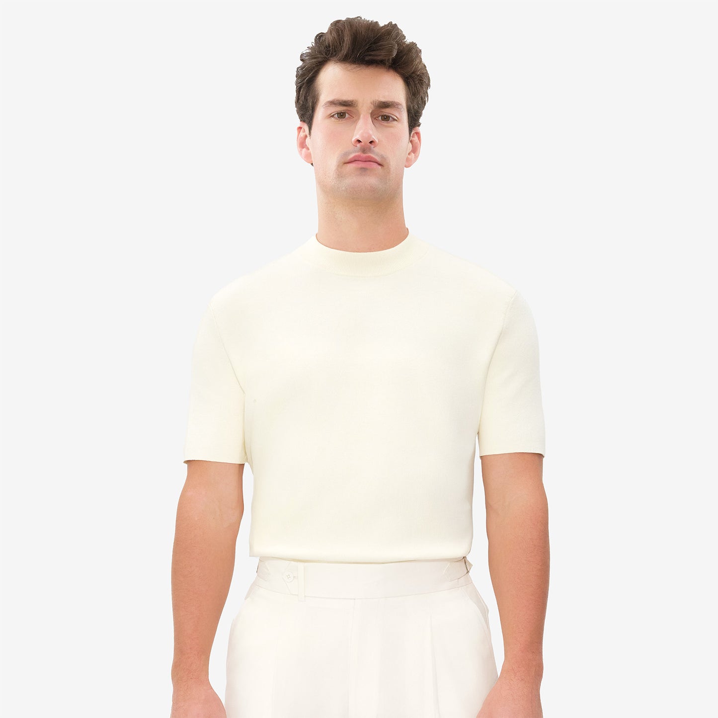 Cotton Knit Mockneck T-shirt
