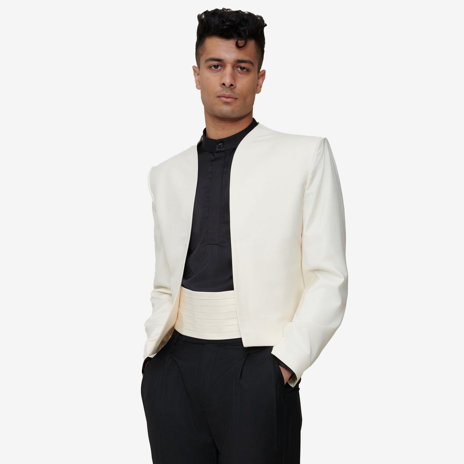 ivory cropped jacket to wear over dress Ivory Cropped Tweed Jacket - All Outerwear