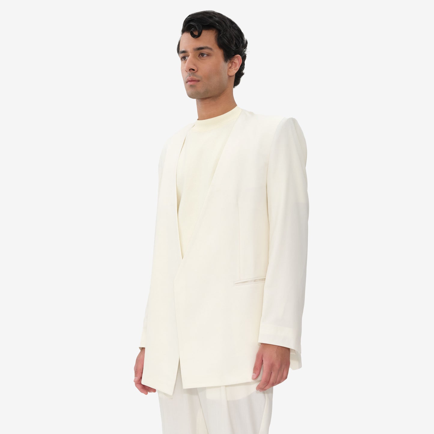 Double Breasted Lapelless Blazer