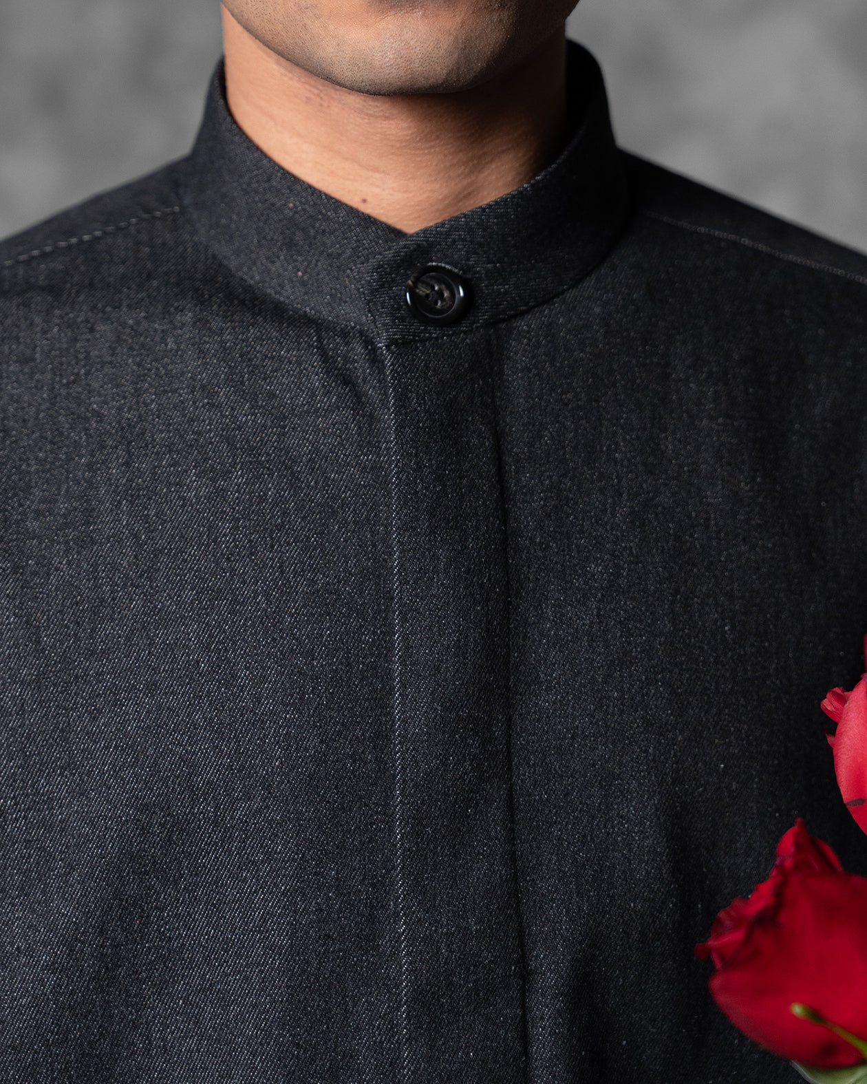 Oversized Band Collar Shirt