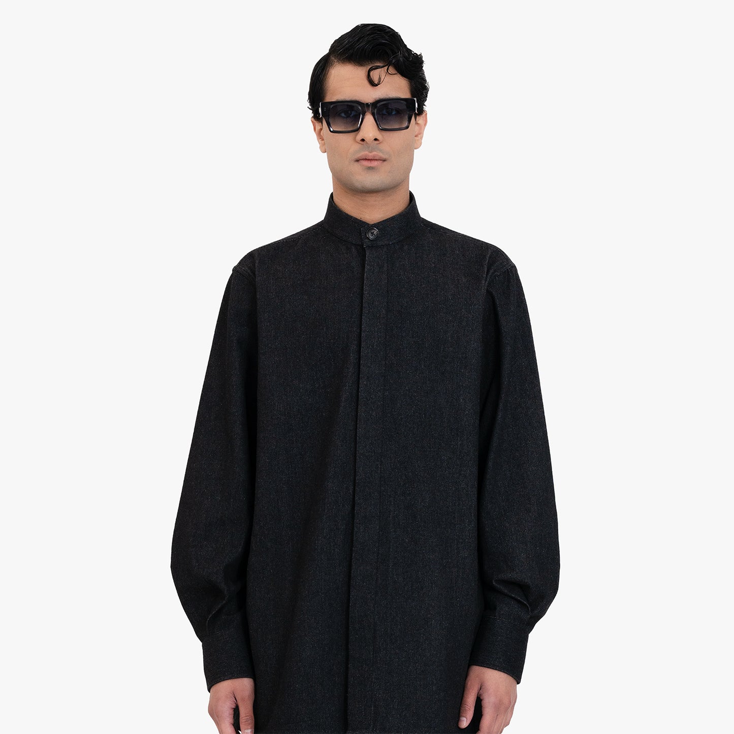 Oversized Band Collar Shirt