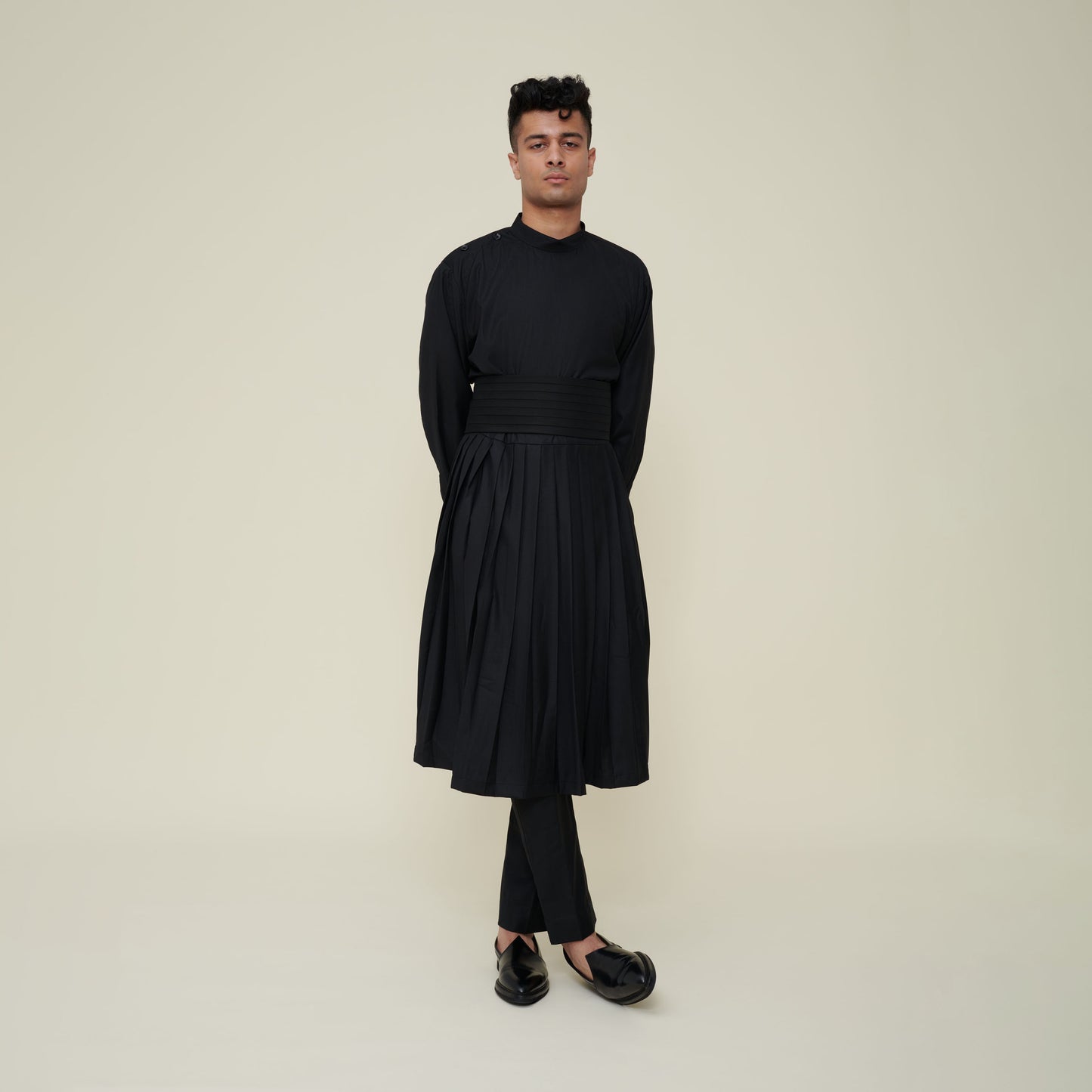 Pleated Mockneck Kurta