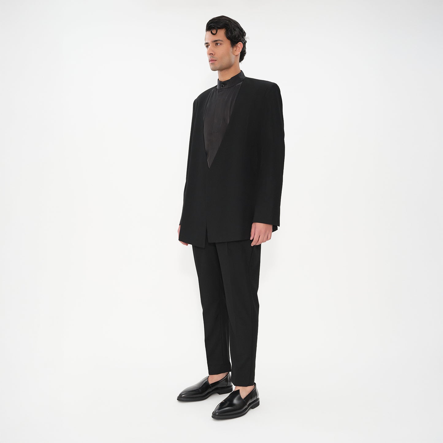Double Breasted Lapelless Blazer