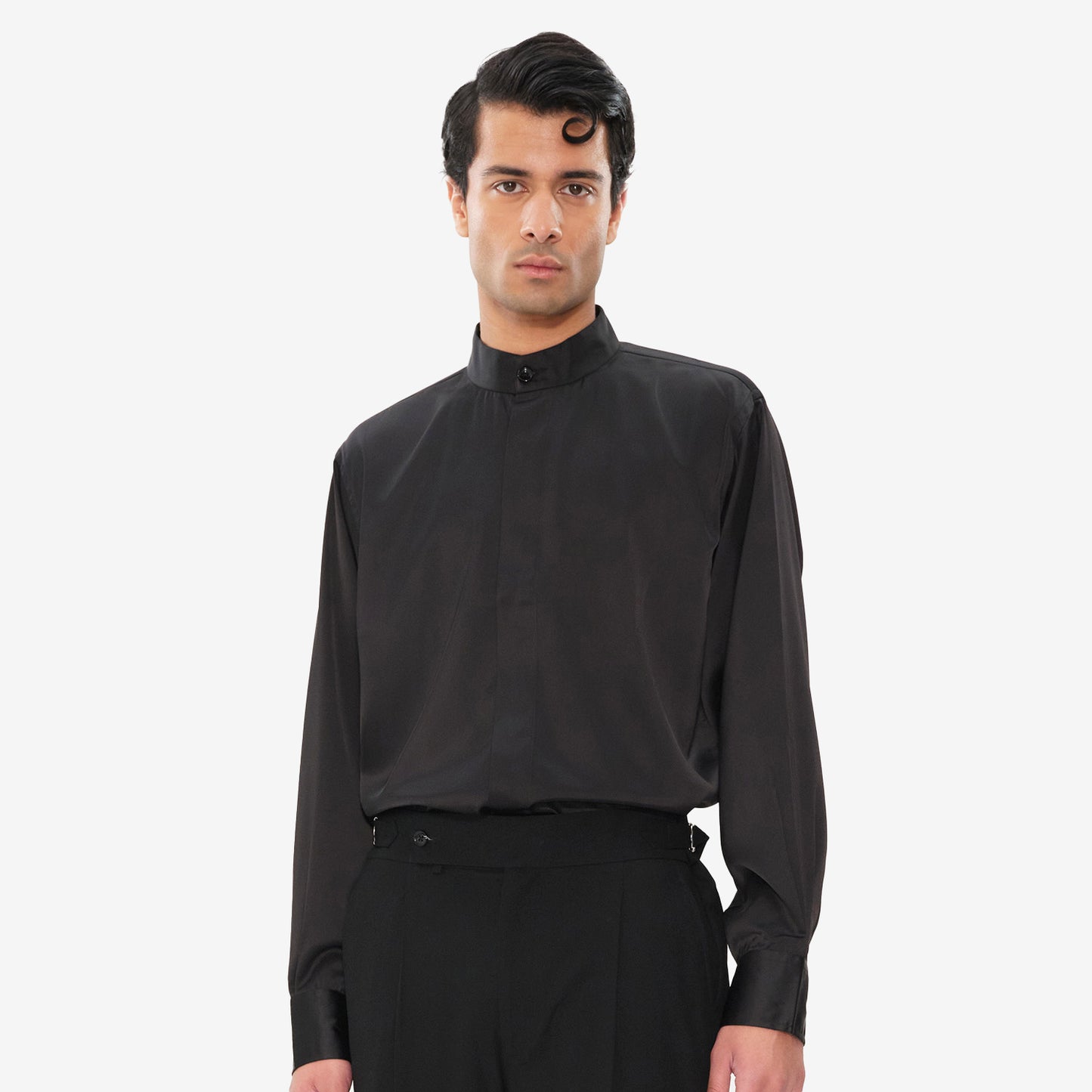 Oversized Band Collar Shirt