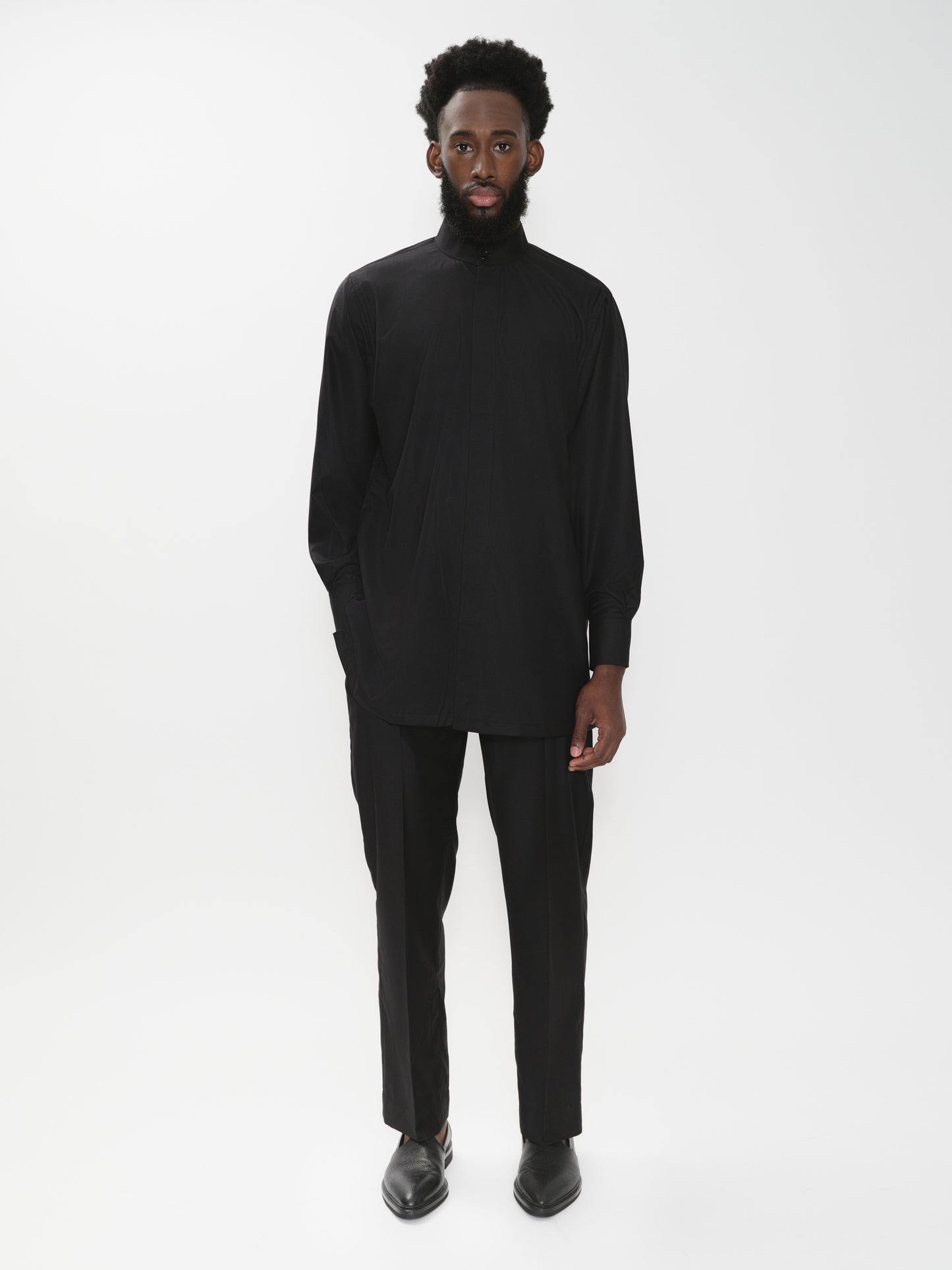 Oversized Band Collar Shirt
