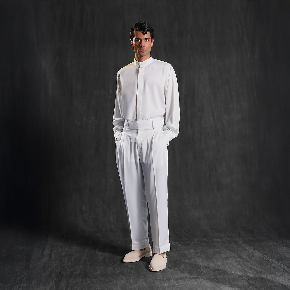 Oversized Band Collar Shirt