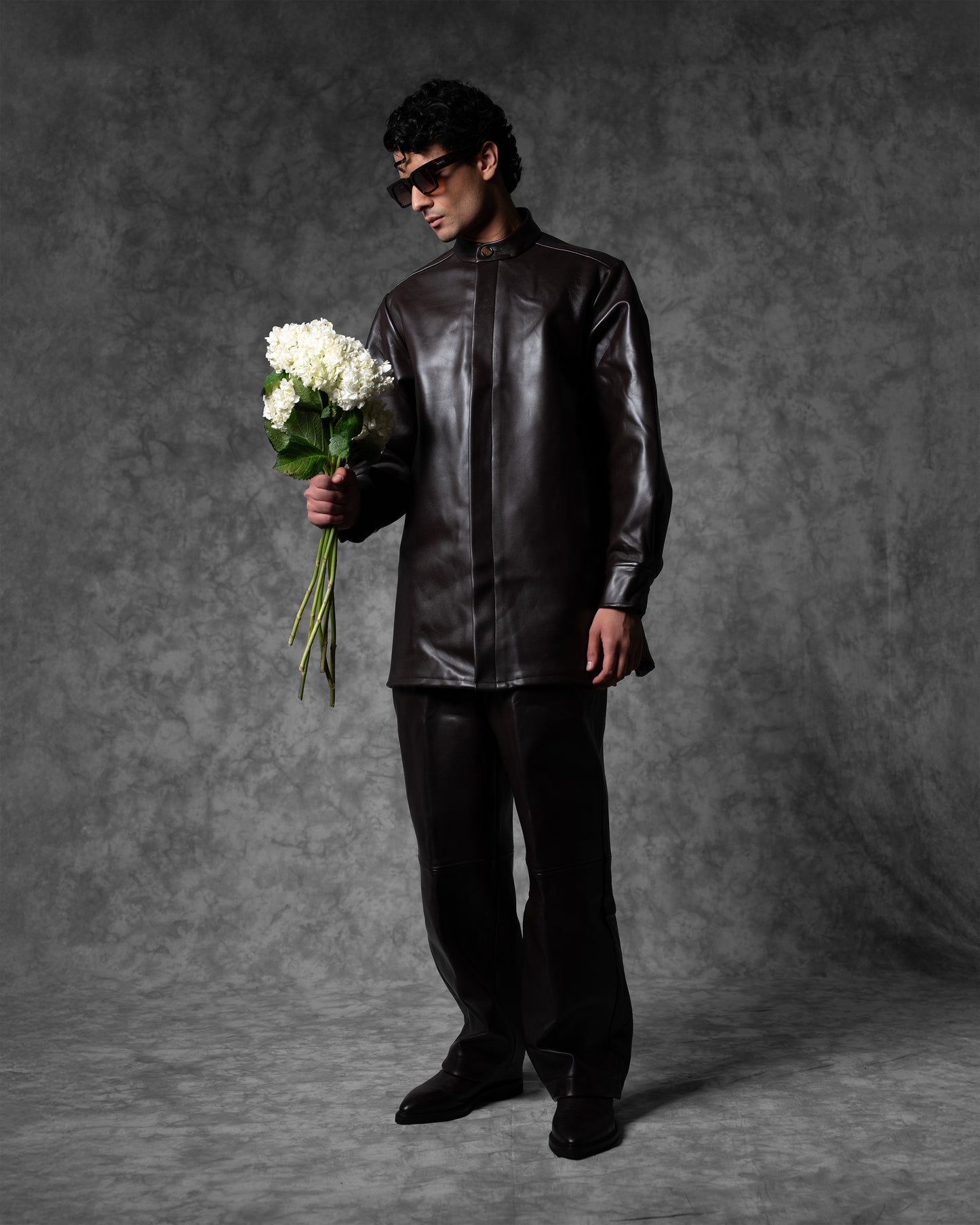 Oversized Band Collar Shirt