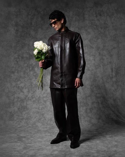 Oversized Band Collar Shirt