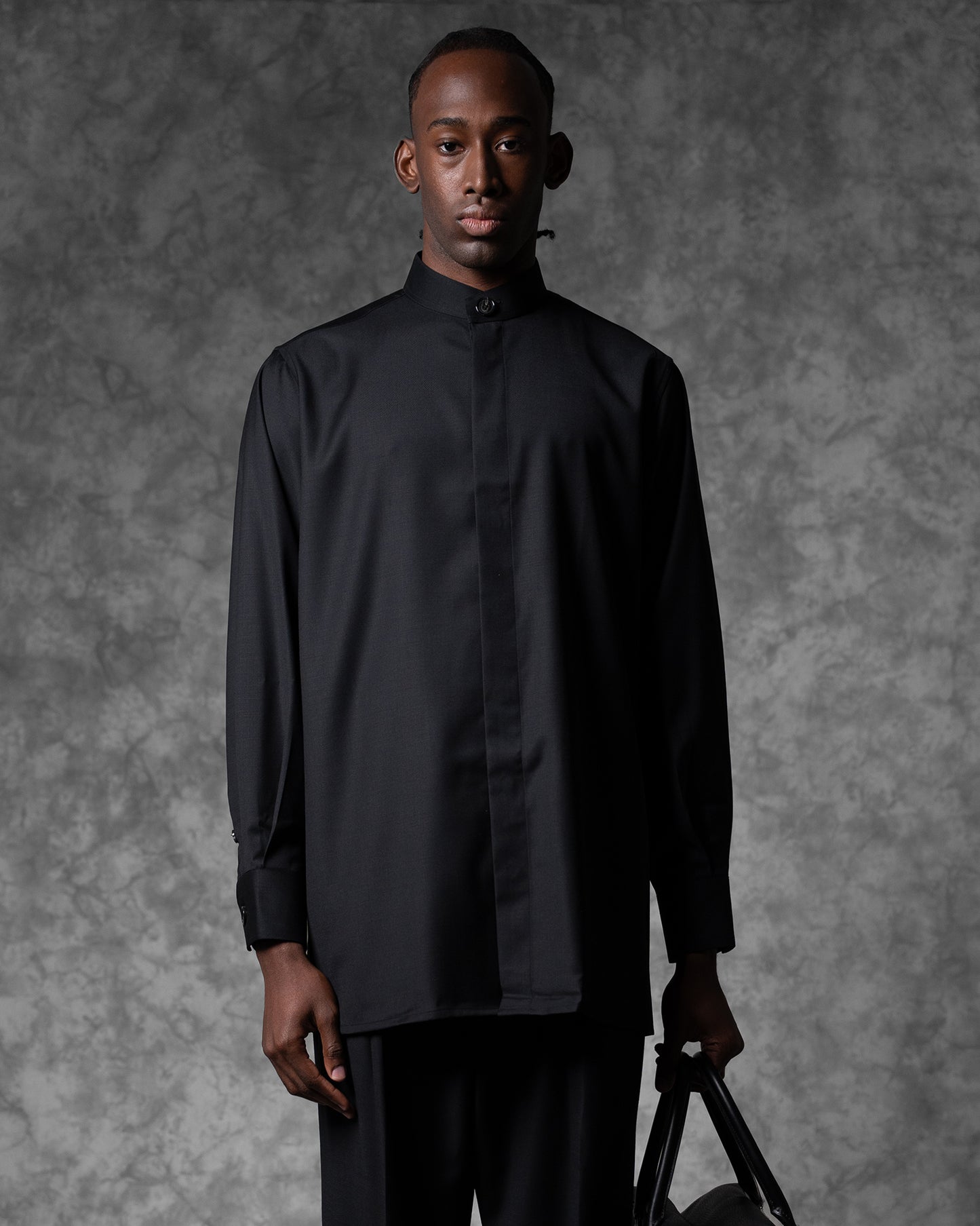 Oversized Band Collar Shirt