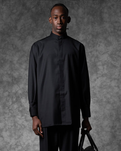 Oversized Band Collar Shirt