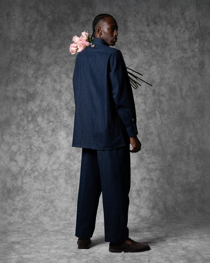 Oversized Band Collar Shirt