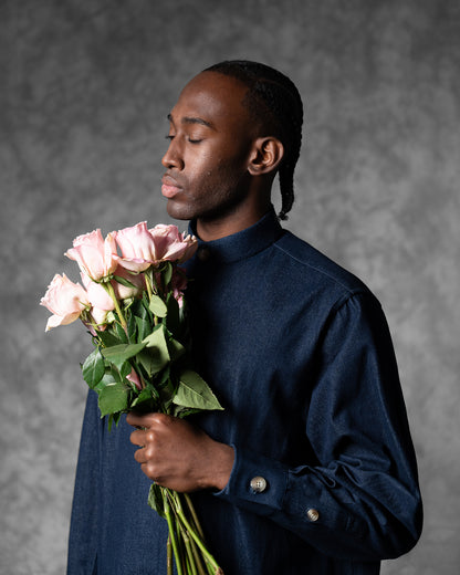 Oversized Band Collar Shirt