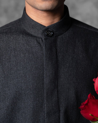 Oversized Band Collar Shirt