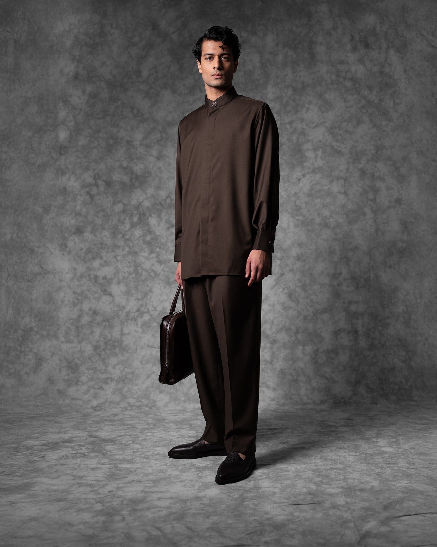 Oversized Band Collar Shirt