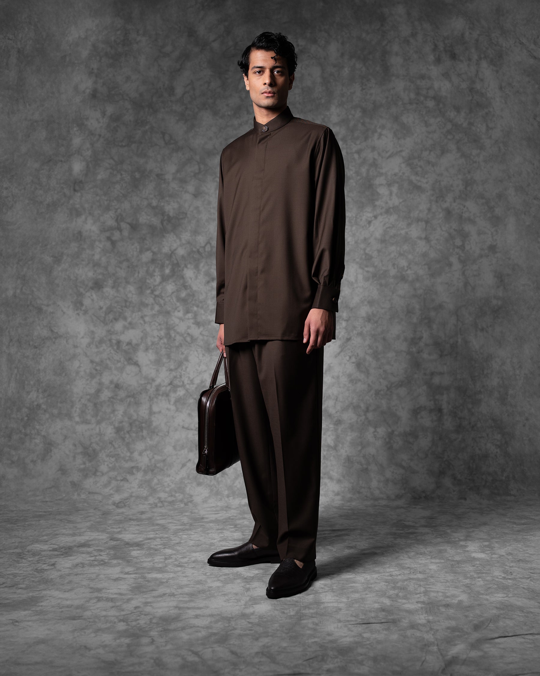 Oversized Band Collar Shirt