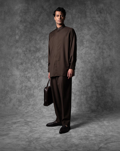 Oversized Band Collar Shirt