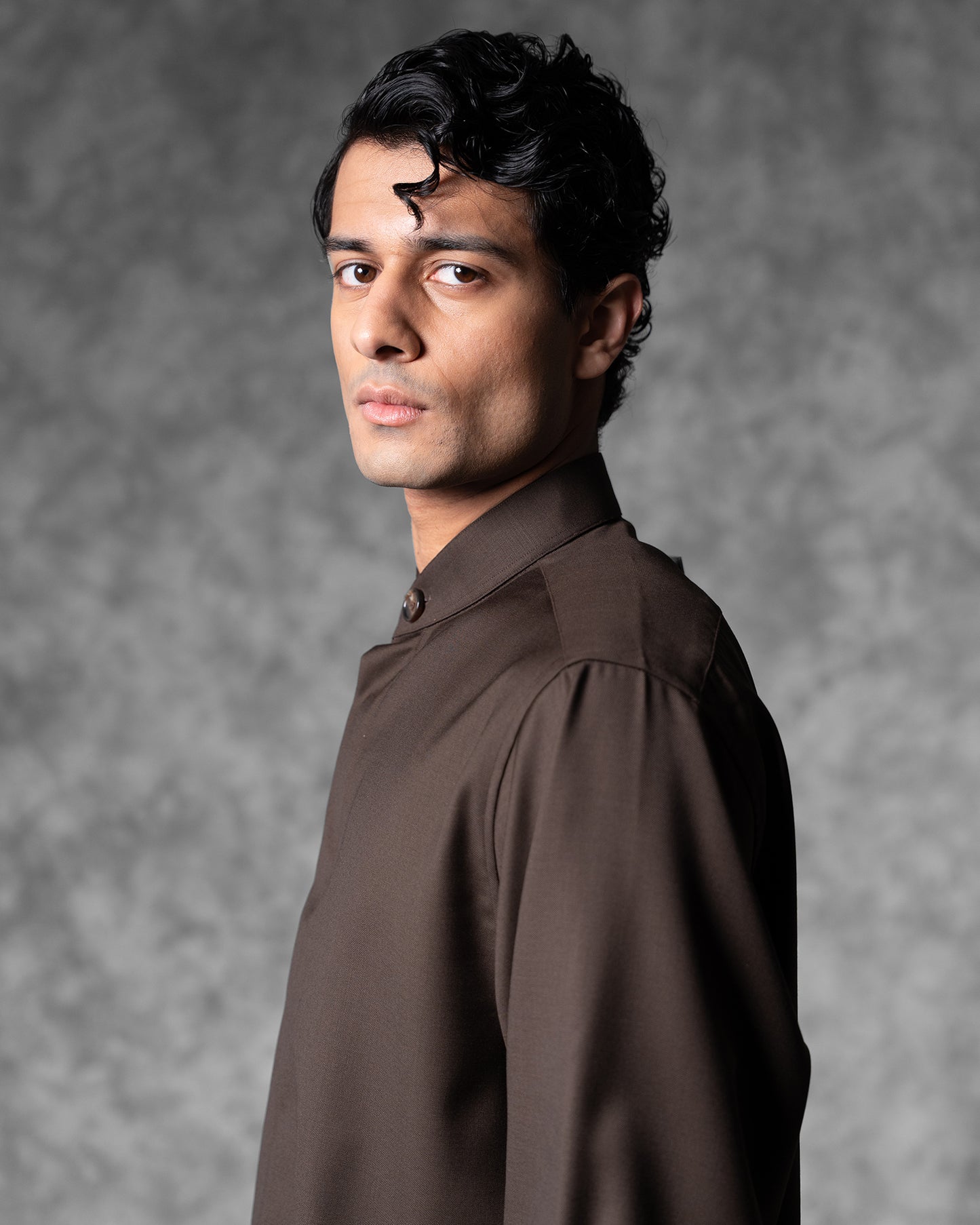 Oversized Band Collar Shirt