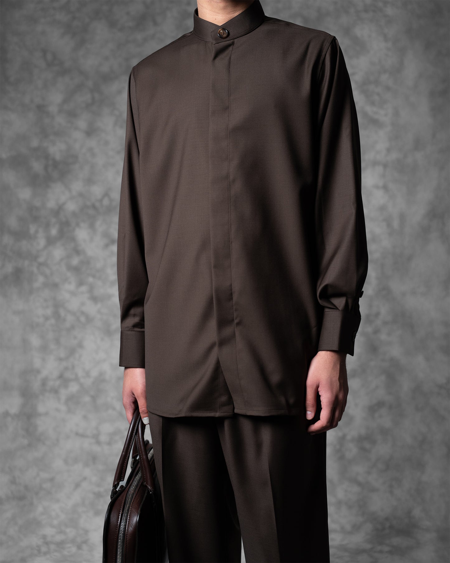 Oversized Band Collar Shirt