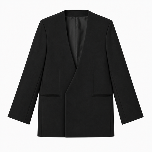Double Breasted Lapelless Blazer