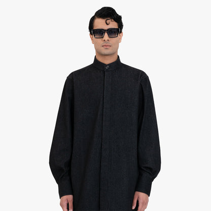 Oversized Band Collar Shirt