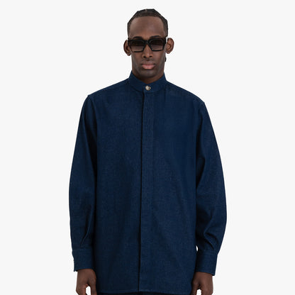 Oversized Band Collar Shirt