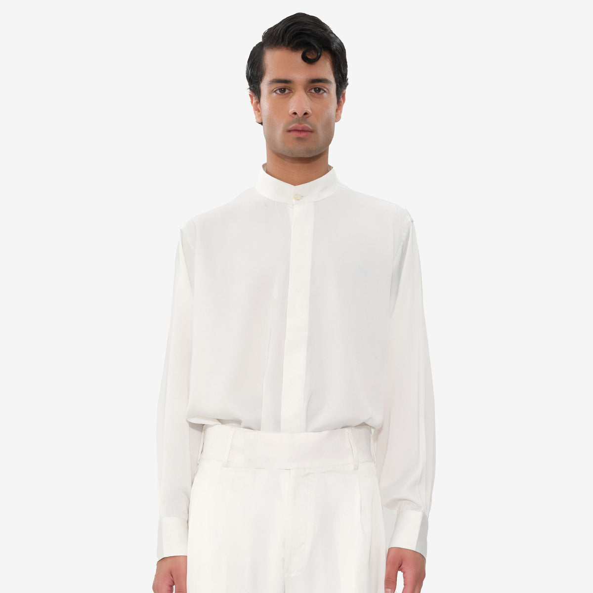 Oversized Band Collar Shirt