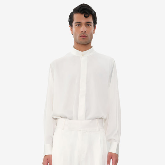 Oversized Band Collar Shirt