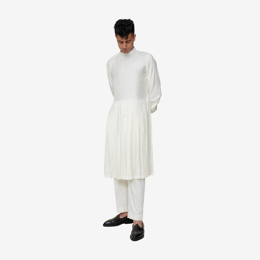 Pleated Mockneck Kurta