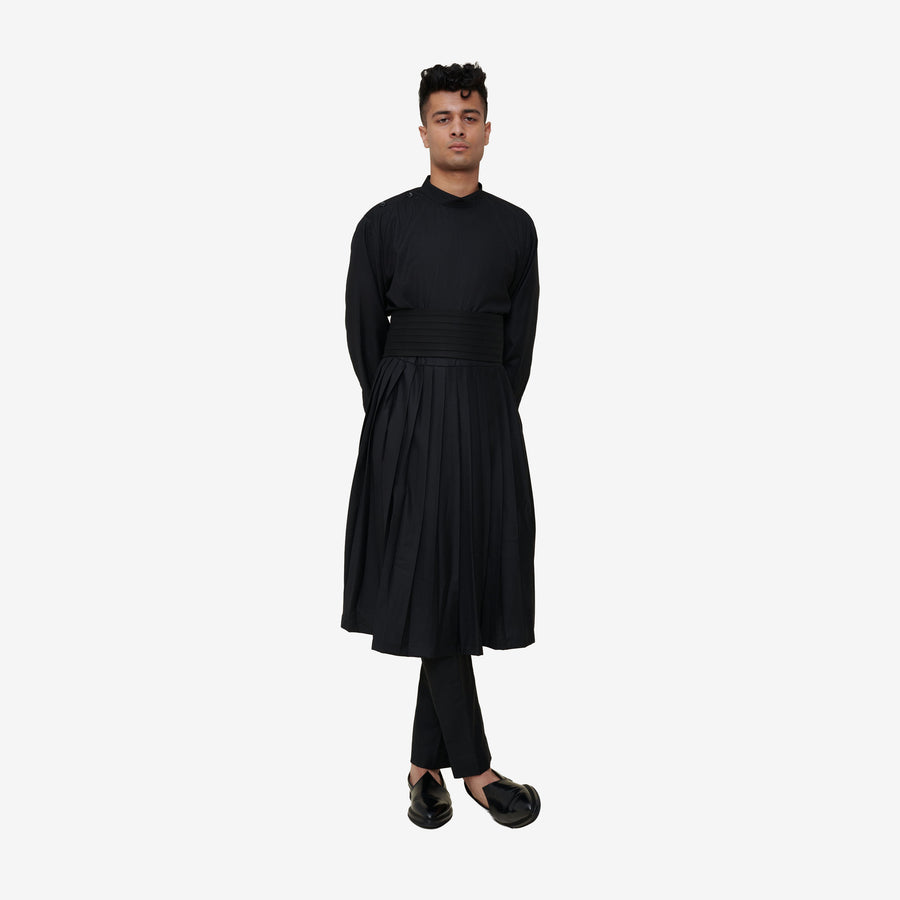 Pleated Mockneck Kurta