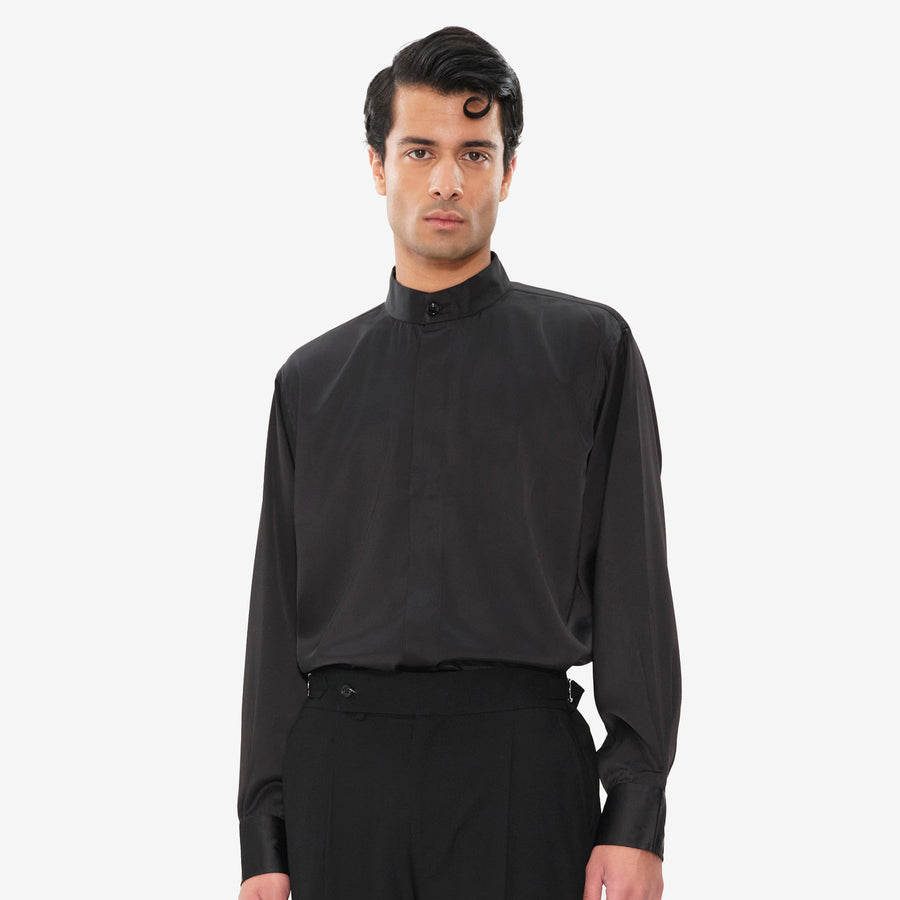 Oversized Band Collar Shirt